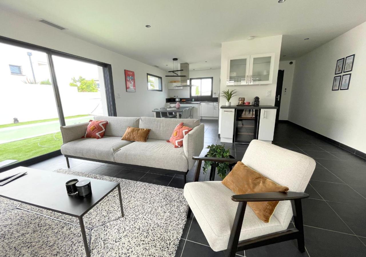 Villa Contemporaine Avec Piscine Chauffee Proche Des Plages Sauvian Luaran gambar