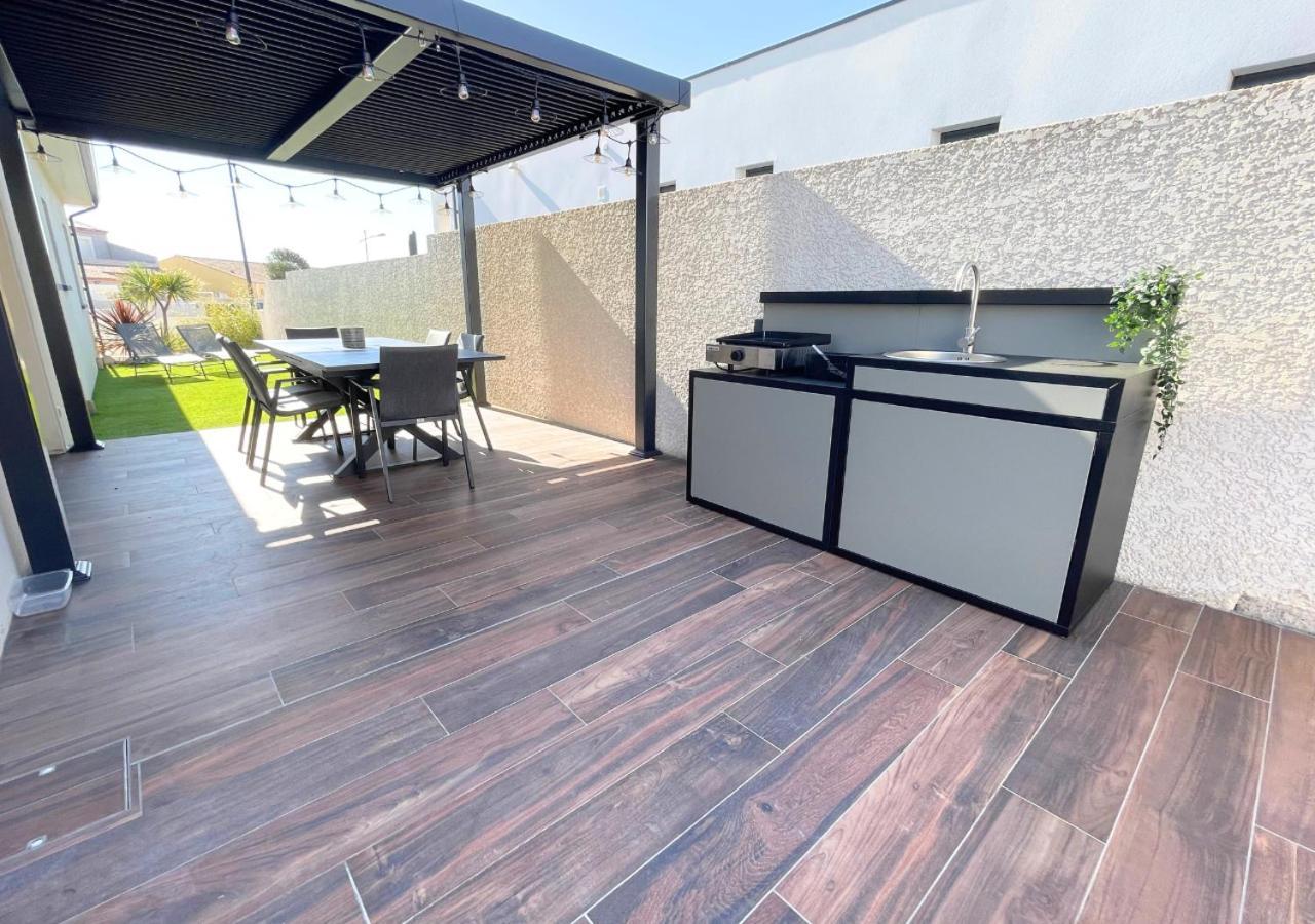 Villa Contemporaine Avec Piscine Chauffee Proche Des Plages Sauvian Luaran gambar
