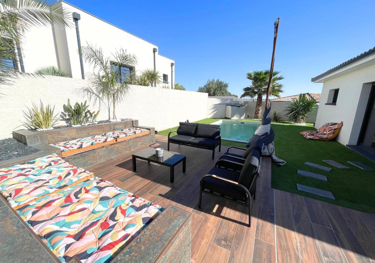Villa Contemporaine Avec Piscine Chauffee Proche Des Plages Sauvian Luaran gambar