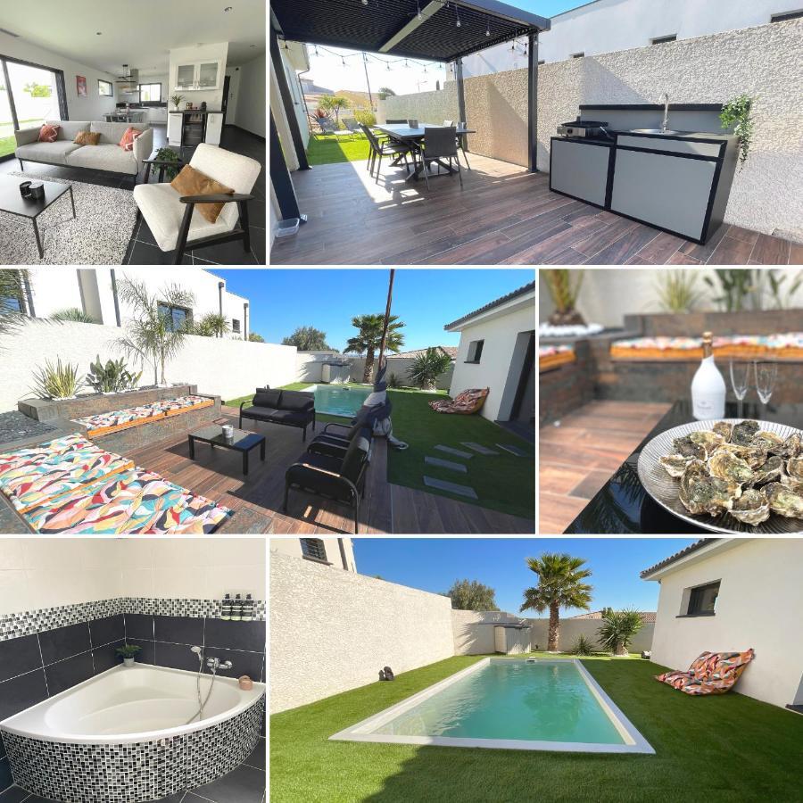 Villa Contemporaine Avec Piscine Chauffee Proche Des Plages Sauvian Luaran gambar